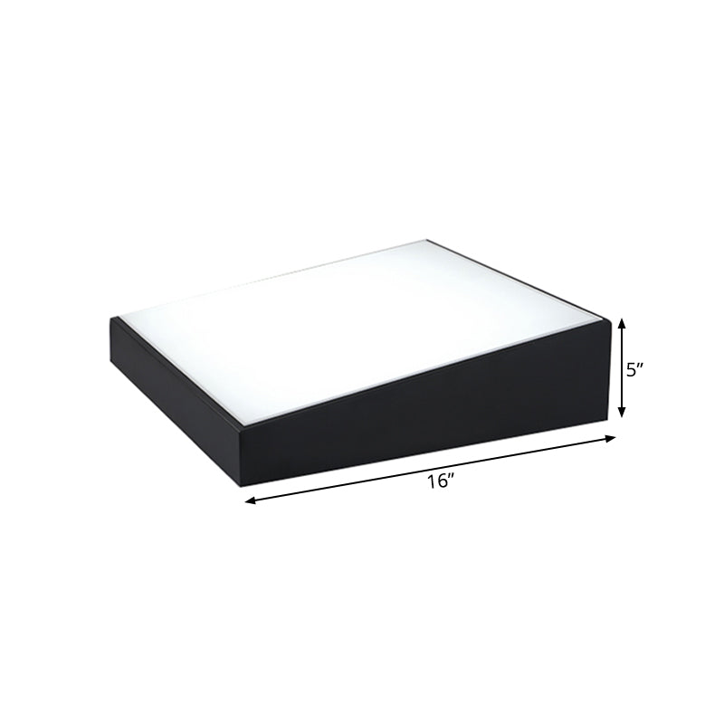 16/19.5 Wide Contemporary Led Metal Shade Flush Lighting - White/Black Trapezoid Mount Light In