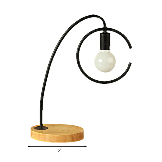 Modern Metal Ring Shaped Table Lamp For Study Room - Black/White