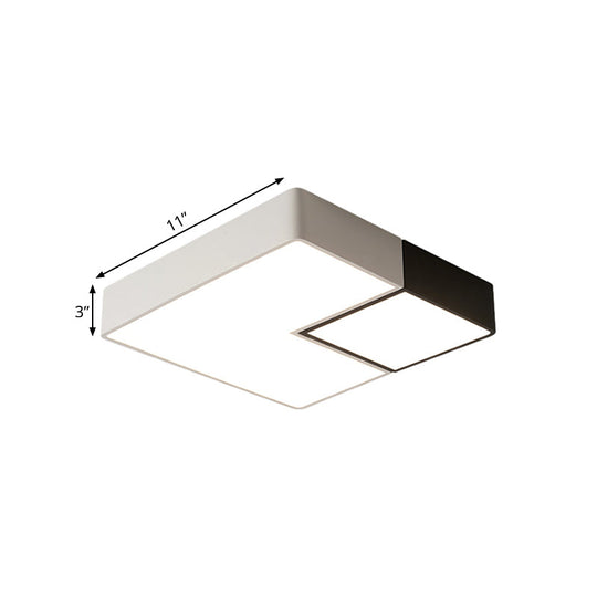 Simple Metal Square Flush Mount LED Ceiling Light Fixture for Living Room in Warm/White - 11"/15”/19" Wide