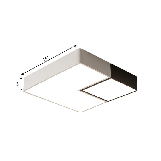 Simple Metal Square Flush Mount LED Ceiling Light Fixture for Living Room in Warm/White - 11"/15”/19" Wide