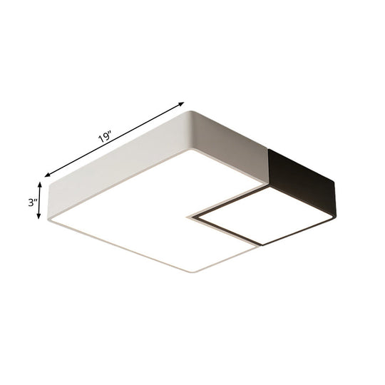 Simple Metal Square Flush Mount LED Ceiling Light Fixture for Living Room in Warm/White - 11"/15”/19" Wide