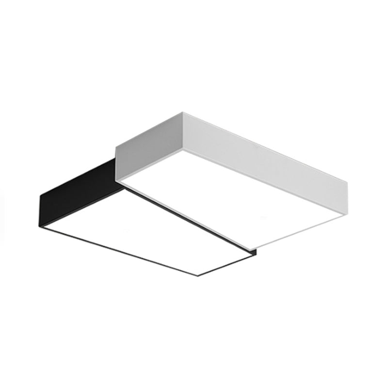 Sleek Square Flush Mount LED Ceiling Light in Black & White, Warm/White