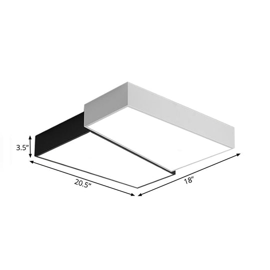 Sleek Square Flush Mount LED Ceiling Light in Black & White, Warm/White