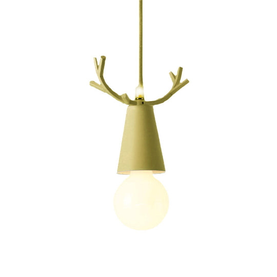 Nordic Style Pendant Light With Adjustable Ball Ceiling Fixture And Antler Decoration For Bedroom Or