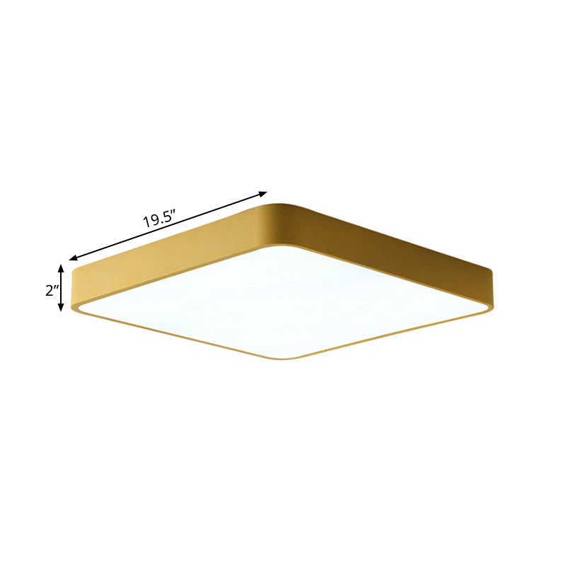 Modern Metal Flush Mount Ceiling Lamp - 16"/19.5"/23.5" Wide Square, LED, Yellow/Green, White/Warm