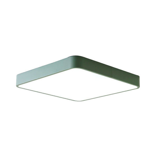 Modern Metal Flush Mount Ceiling Lamp - 16"/19.5"/23.5" Wide Square, LED, Yellow/Green, White/Warm