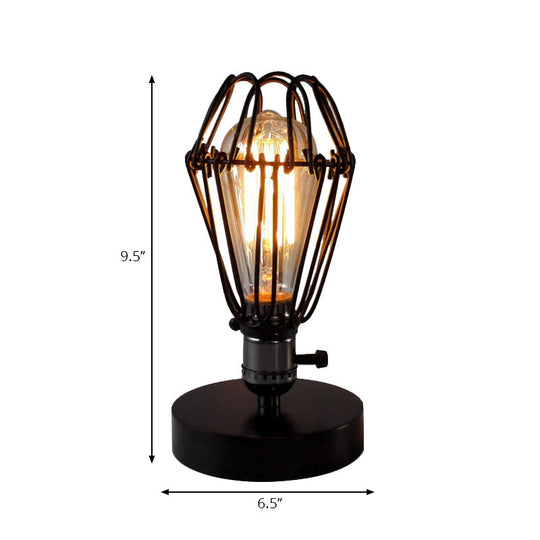 Industrial Style Wrought Iron Table Lamp With Petal Design