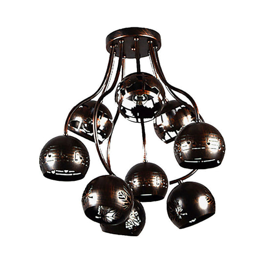 Farmhouse Style Iron Chandelier - Global Semi Flush Ceiling Light With Music Note And Leaf Design In