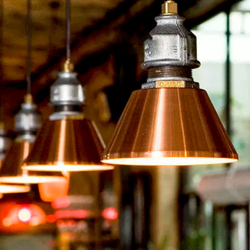 Vintage Iron Pendant Ceiling Light - Rust/Gold Tone, Industrial Style, 1 Head, 5.5"/8" Width, Restaurant Hanging Fixture