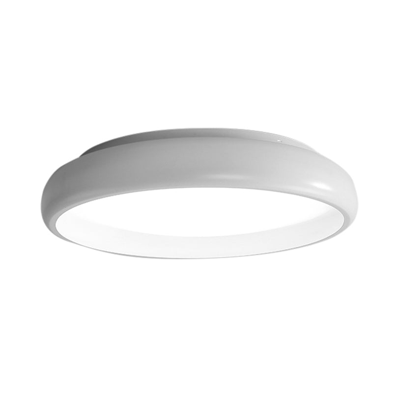 Nordic Metal Black/White Circular Flush Mount Ceiling Light - Warm/White LED Bedroom Fixture with Acrylic Diffuser