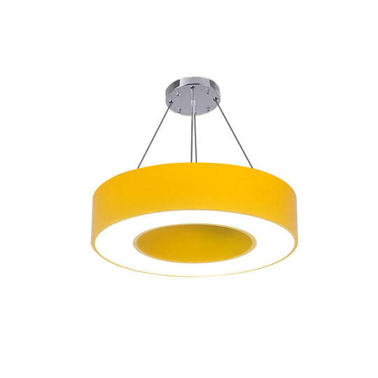 Modern O-Shaped Acrylic Pendant Light For Kids Bedrooms - Adjustable 31.5 Cord