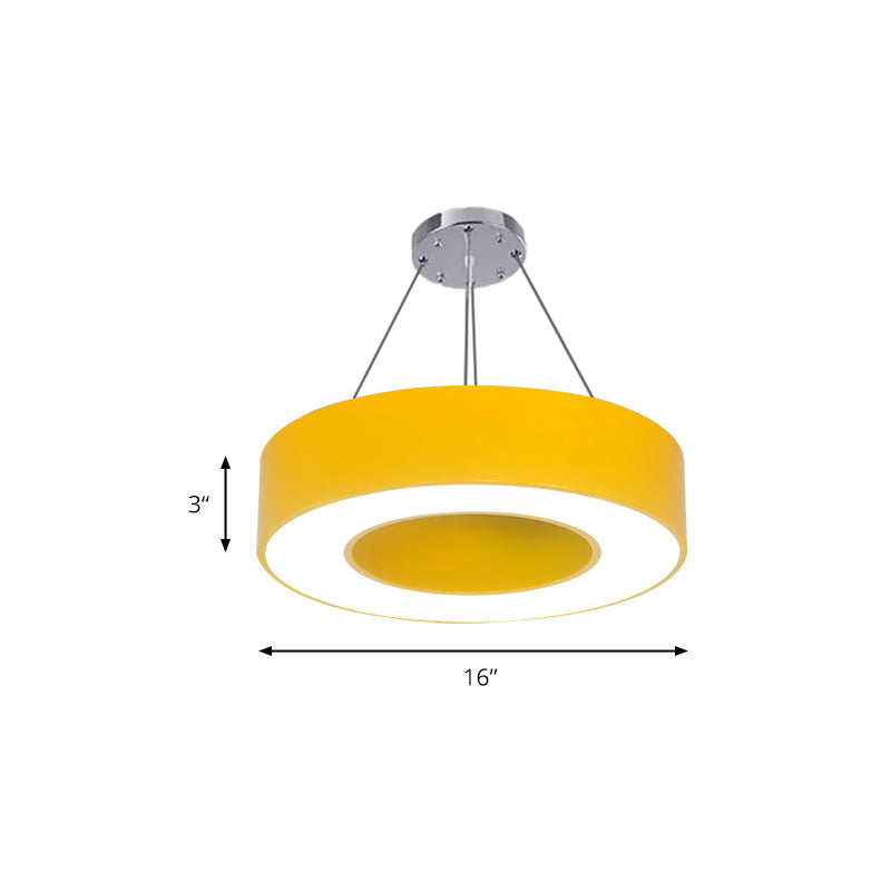 Modern O-Shaped Acrylic Pendant Light For Kids Bedrooms - Adjustable 31.5 Cord