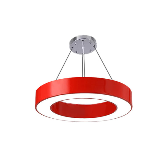 Modern O-Shaped Acrylic Pendant Light For Kids Bedrooms - Adjustable 31.5 Cord