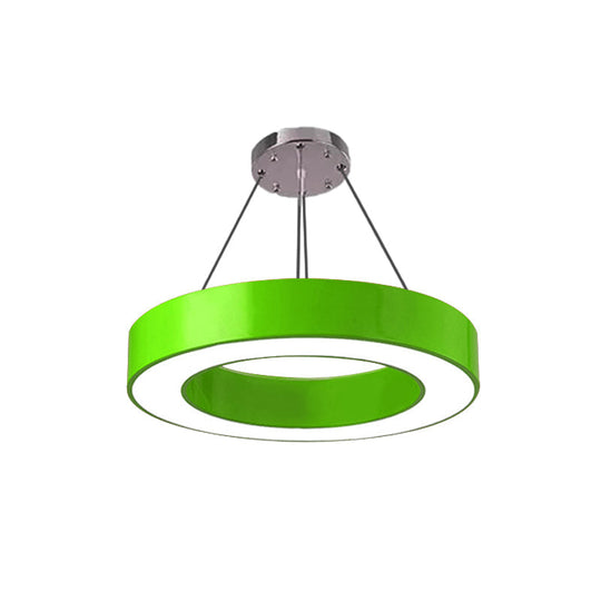 Modern O-Shaped Acrylic Pendant Light For Kids Bedrooms - Adjustable 31.5 Cord