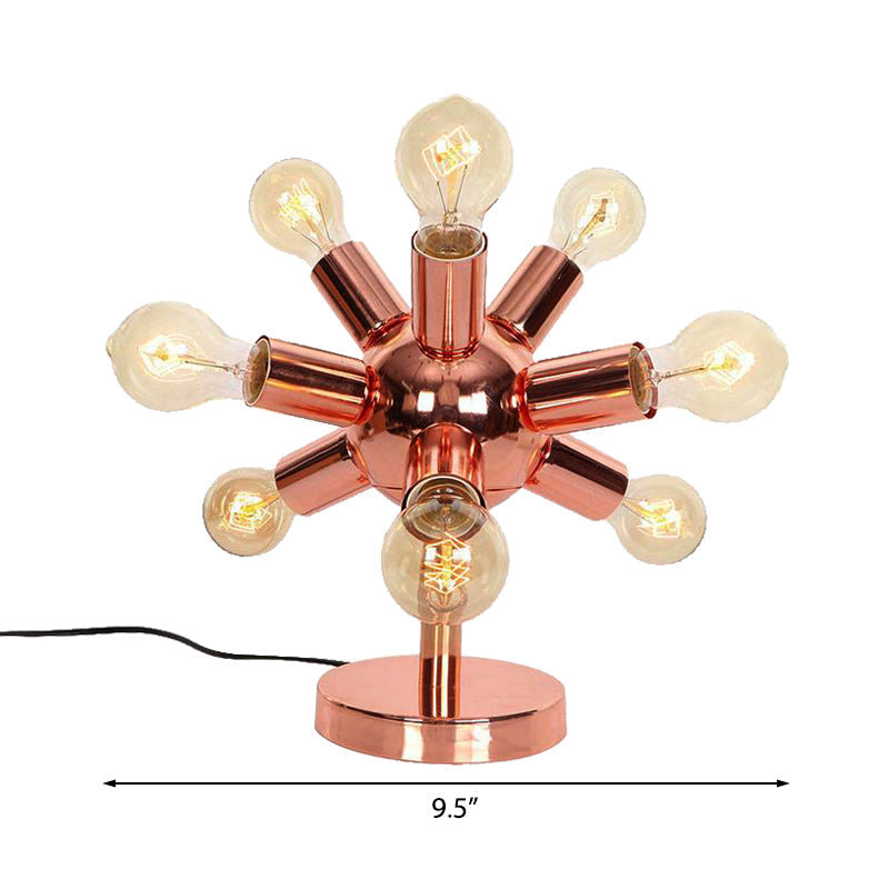 Industrial Style Copper Finish Sputnik Table Lamp | 6/9-Head Metallic Lighting For Bedroom With