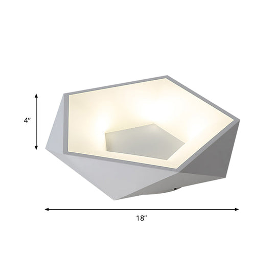 Plafonnier LED blanc moderne avec diffuseur en acrylique, lumière blanche/chaude, largeur 18"/21,5"