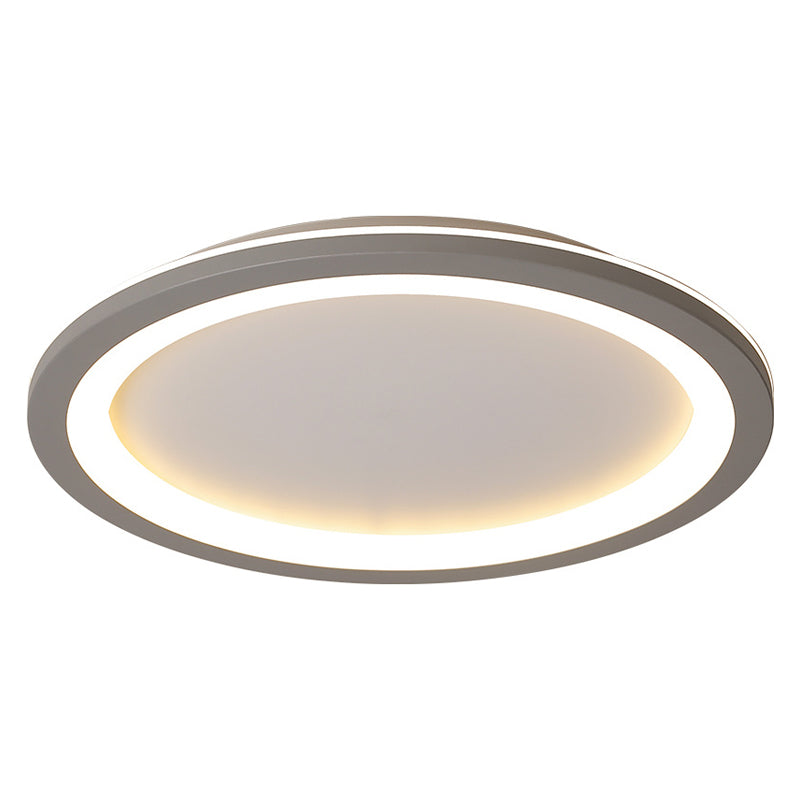 Minimalist Metal Led Grey Flush Mount Light With Acrylic Diffuser In White/Warm 10/14.5/19 Wide