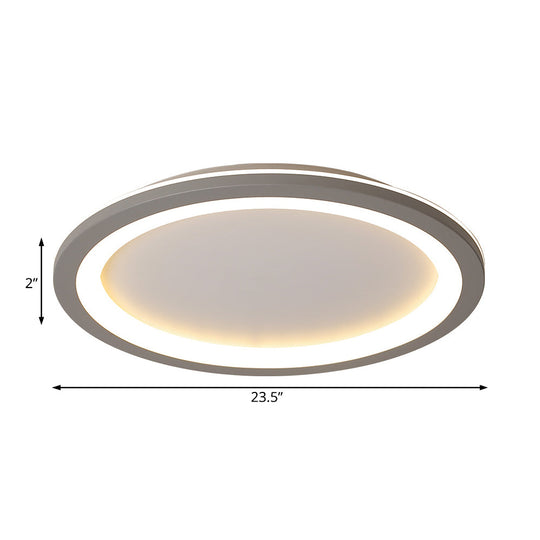 Minimalist Metal Led Grey Flush Mount Light With Acrylic Diffuser In White/Warm 10/14.5/19 Wide