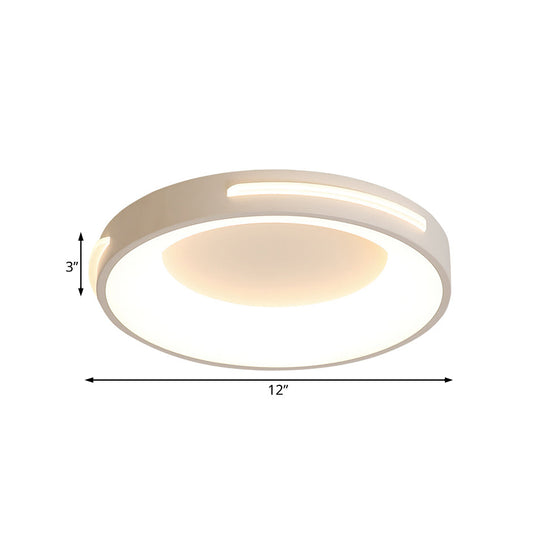 Modern Metal Led Flush Ceiling Light With Acrylic Diffuser - Circle Design In White/Warm Various