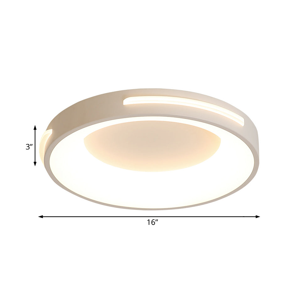 Modern Metal Led Flush Ceiling Light With Acrylic Diffuser - Circle Design In White/Warm Various