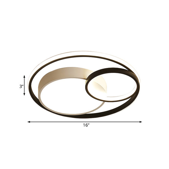 Plafonnier encastré à LED contemporain en métal - Blanc/noir, 16"/19"/23,5" de large