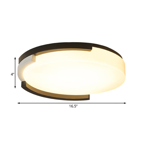 Plafonnier LED simple en métal avec diffuseur en acrylique noir/blanc, 41,9/52,1 cm de large – Lumière blanche/chaude