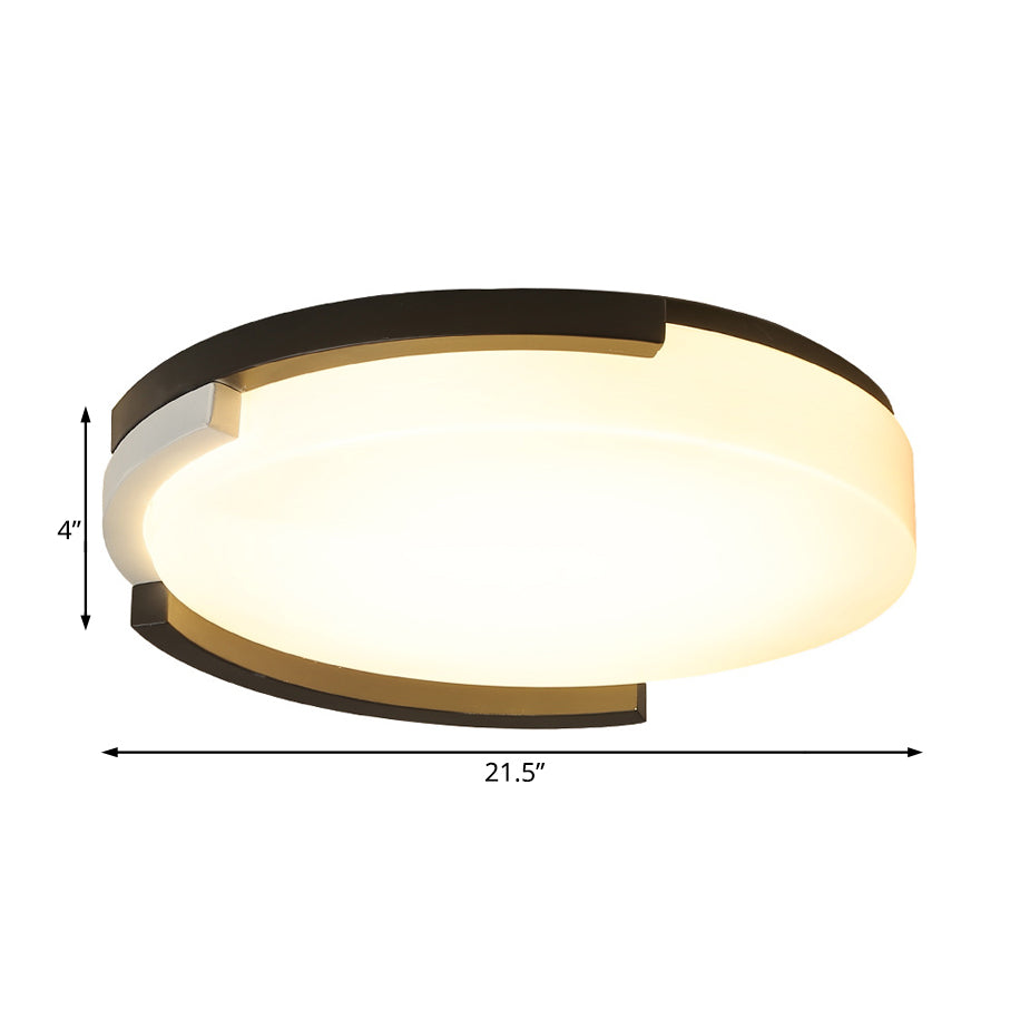 Plafonnier LED simple en métal avec diffuseur en acrylique noir/blanc, 41,9/52,1 cm de large – Lumière blanche/chaude