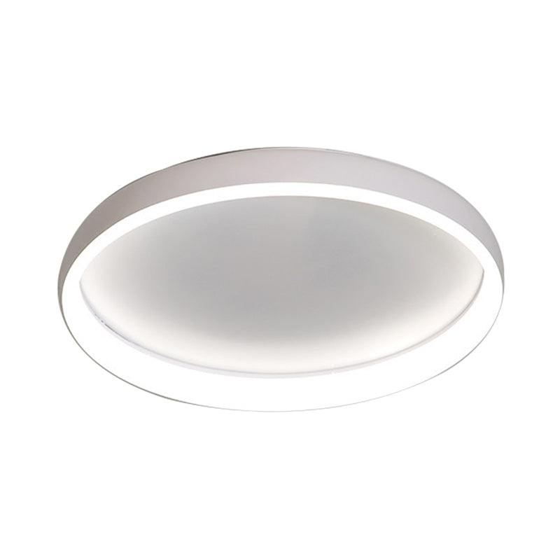 Round Flush Mount Ceiling Light - Black/White/Brown with Simplicity LED Metal Design & White/Warm Light