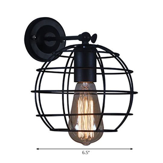 Flared Cage Wall Sconce - Industrial Style Metal 1 Head Rotatable Mount Light