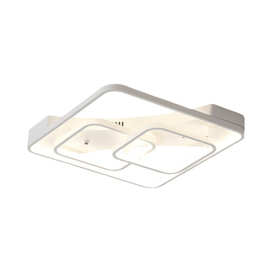 Sleek Metal Led Square Flush Mount Ceiling Light Fixture With White/Warm 16.5/19.5/23.5 Wide