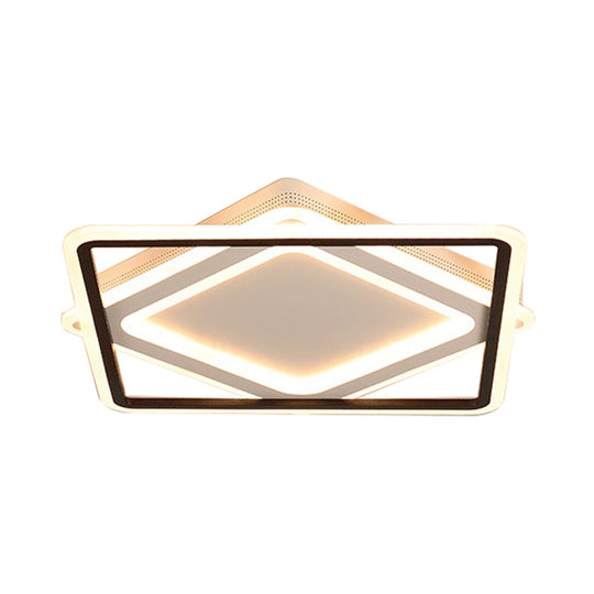 Modern LED Square Metal Flush Mount Ceiling Light in White/Warm Light, 16.5"/19.5"/23.5" Wide