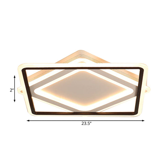 Modern LED Square Metal Flush Mount Ceiling Light in White/Warm Light, 16.5"/19.5"/23.5" Wide