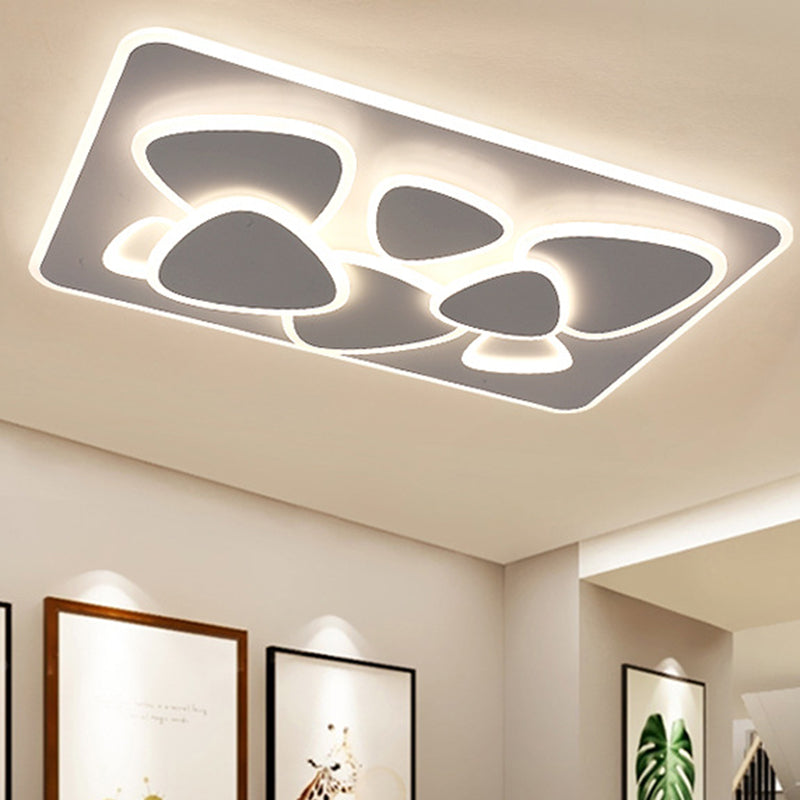 Modern Grey Flush Mount Led Ceiling Light With Overlapping Design In White/Warm - 19.5/38 Wide