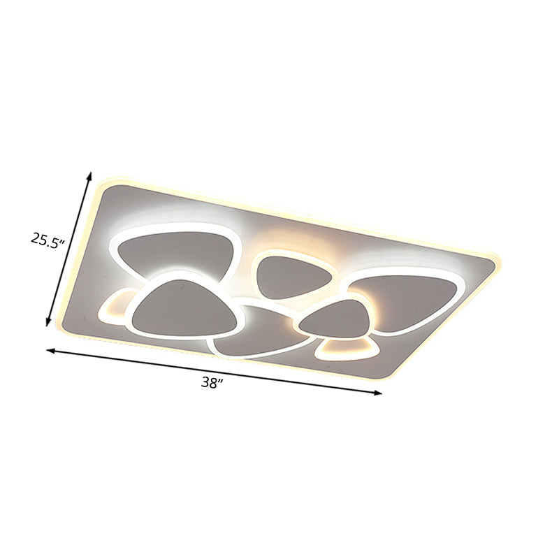 Modern Grey Flush Mount Led Ceiling Light With Overlapping Design In White/Warm - 19.5/38 Wide