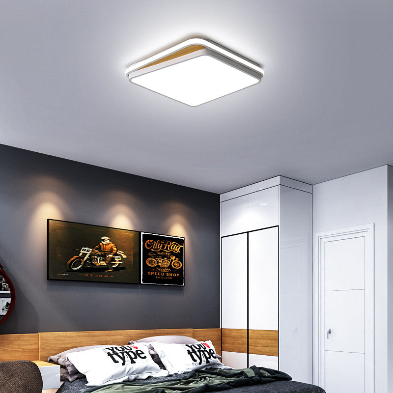 Modern Led Flush Mount Lighting Fixture - Brick Metal Design In White/Black Available White Or Warm