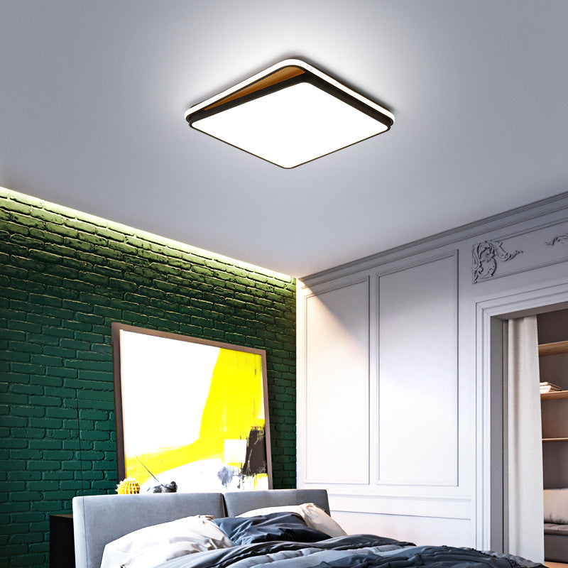 Modern Led Flush Mount Lighting Fixture - Brick Metal Design In White/Black Available White Or Warm