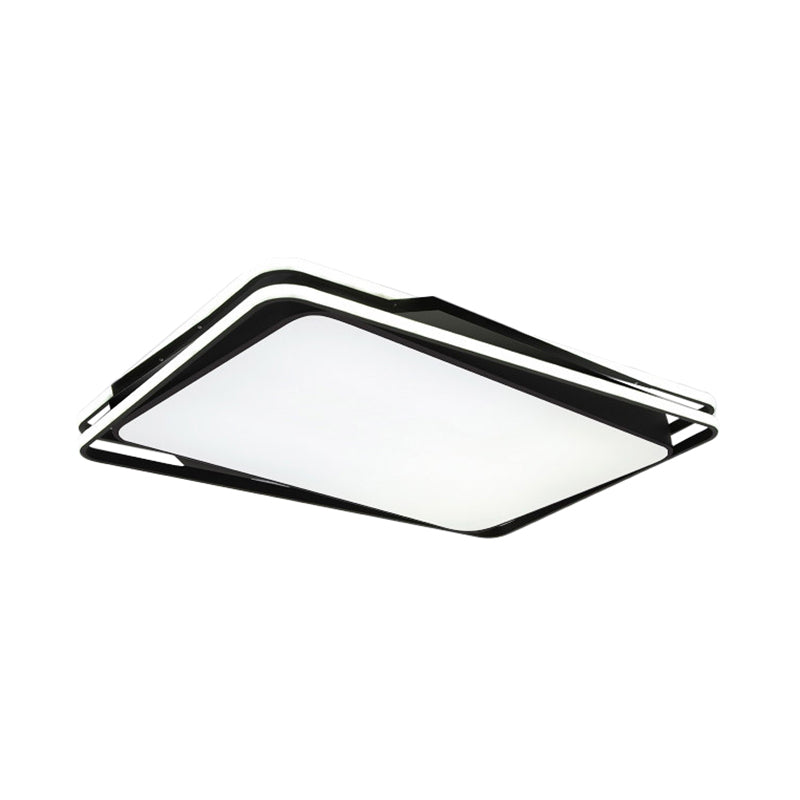 Plafonnier encastré géométrique noir - Éclairage LED minimaliste en métal à lumière blanche/chaude, 23,5"/35,5" de large