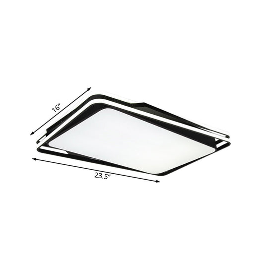 Plafonnier encastré géométrique noir - Éclairage LED minimaliste en métal à lumière blanche/chaude, 23,5"/35,5" de large