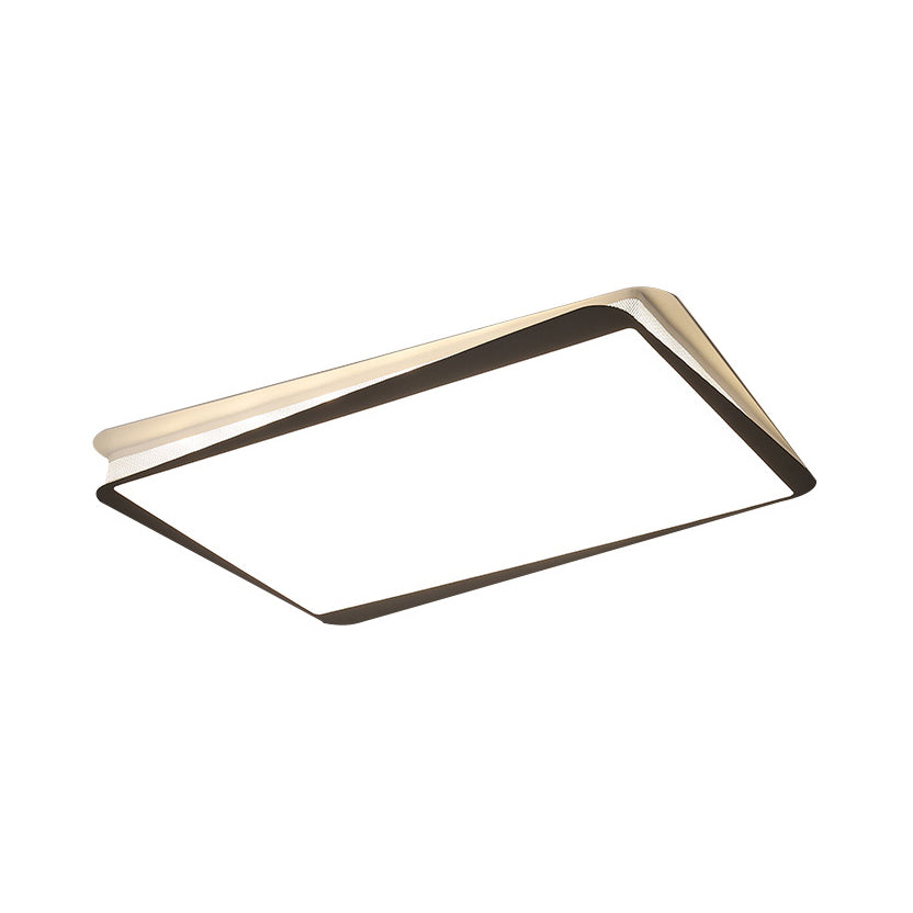 Simple Led Ceiling Flush Mount Light In White/Warm - Metal Rectangular Fixture