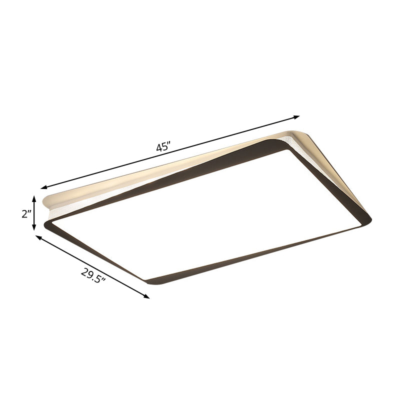 Simple Led Ceiling Flush Mount Light In White/Warm - Metal Rectangular Fixture