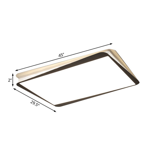 Simple Led Ceiling Flush Mount Light In White/Warm - Metal Rectangular Fixture