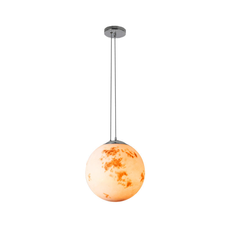 Modern Chrome Pendant Lamp With Globe Shade For Kids Bedroom Ceiling