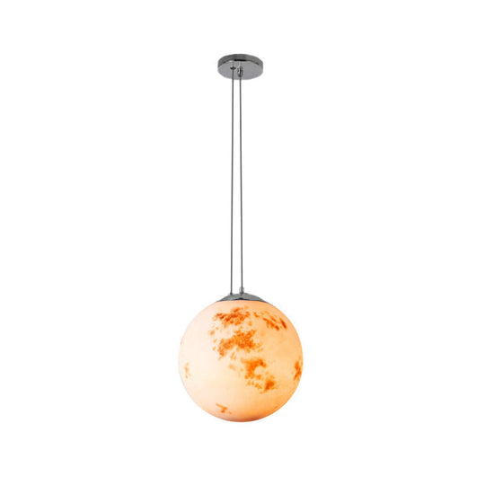 Modern Chrome Pendant Lamp With Globe Shade For Kids Bedroom Ceiling