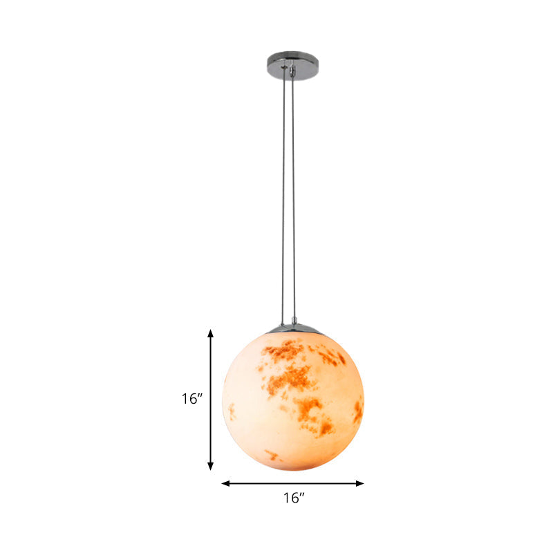 Modern Chrome Pendant Lamp With Globe Shade For Kids Bedroom Ceiling