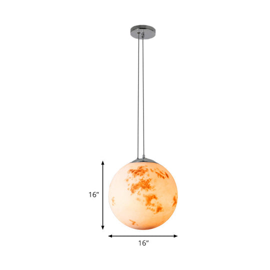 Modern Chrome Pendant Lamp With Globe Shade For Kids Bedroom Ceiling