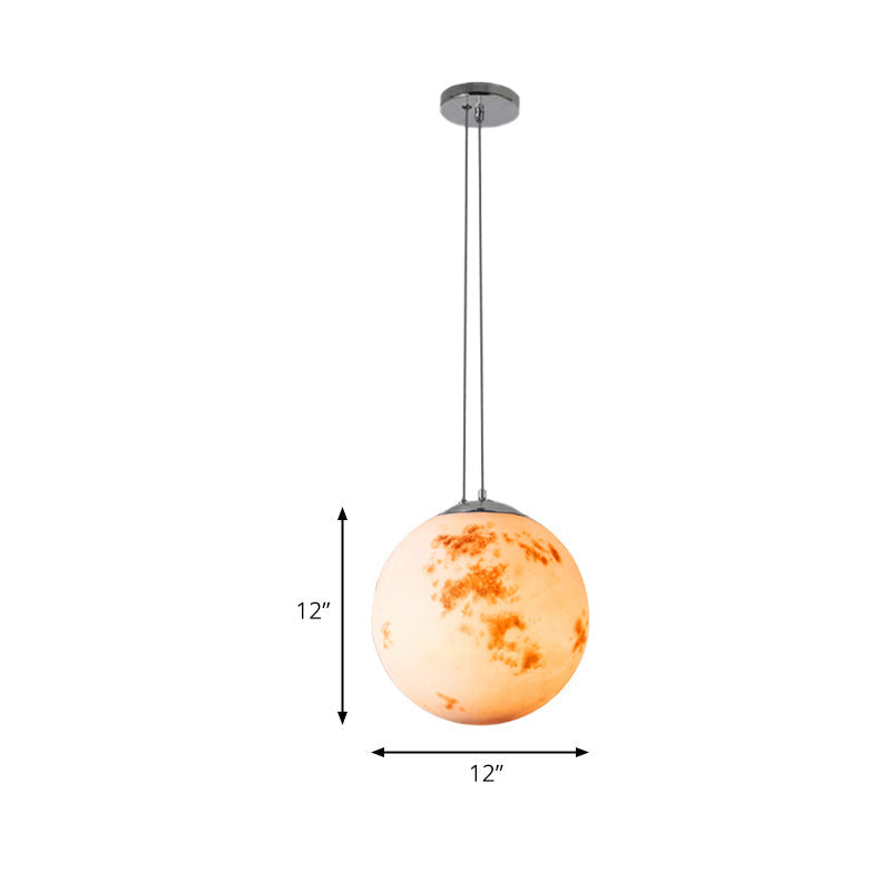 Modern Chrome Pendant Lamp With Globe Shade For Kids Bedroom Ceiling