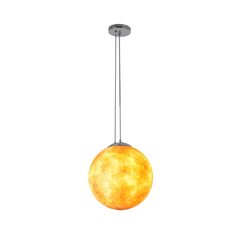 Modern Chrome Pendant Lamp With Globe Shade For Kids Bedroom Ceiling