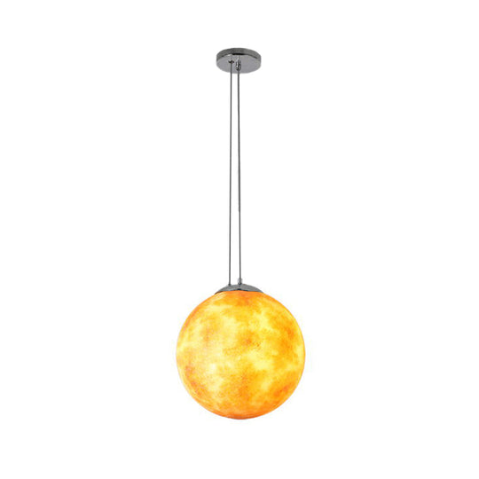 Modern Chrome Pendant Lamp With Globe Shade For Kids Bedroom Ceiling