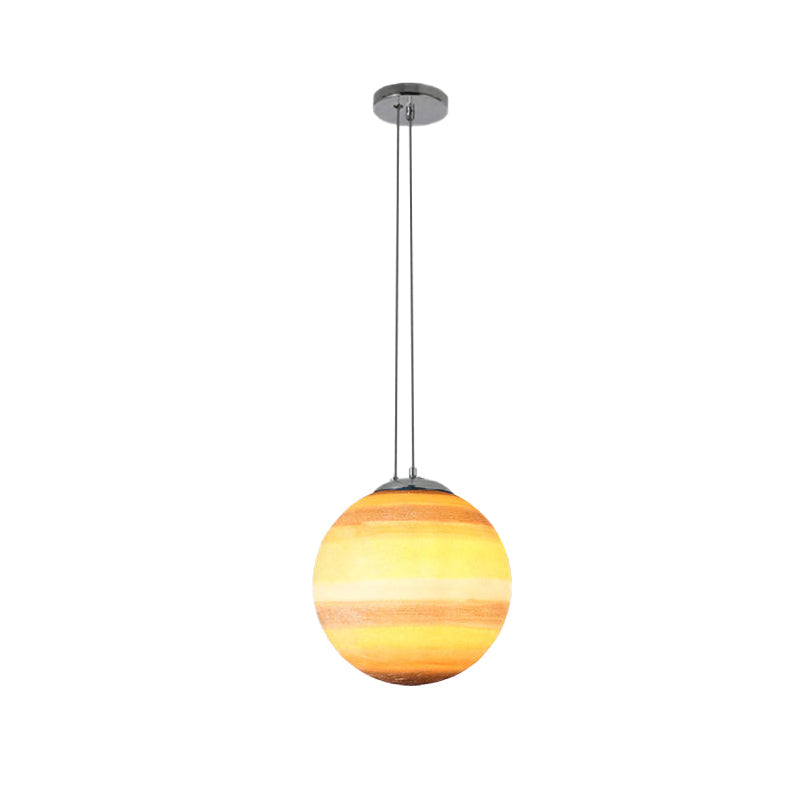 Modern Chrome Pendant Lamp With Globe Shade For Kids Bedroom Ceiling