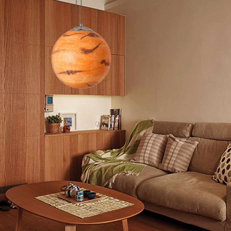 Modern Chrome Pendant Lamp With Globe Shade For Kids Bedroom Ceiling